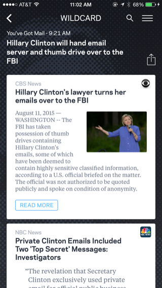 wildcard Android feeds, cards screenshot